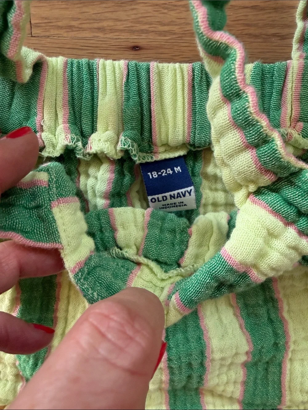 Old Navy Green and Cream Striped Cotton Toddler Girls Matching Set 18-24M